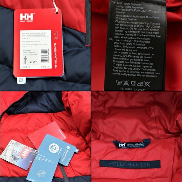 New HELLY HANSEN RWB Reversible Down Jacket Men's Size XL PrimaLoft HH - Picture 8 of 16